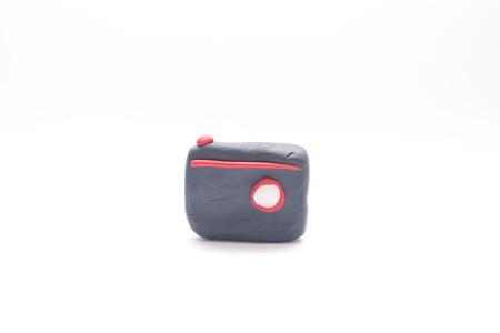 a little camera made by clay isolate on white backgroundの写真素材