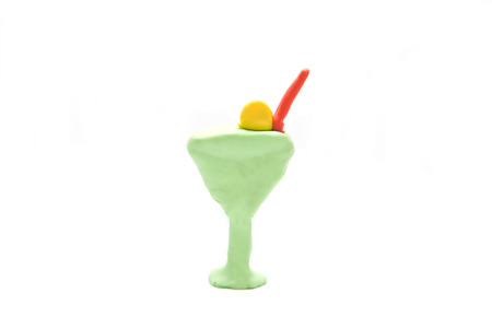 a little wine glass made by clay isolate on white backgroundの写真素材