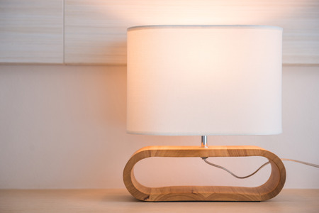 design lighting on the desk, woodの写真素材