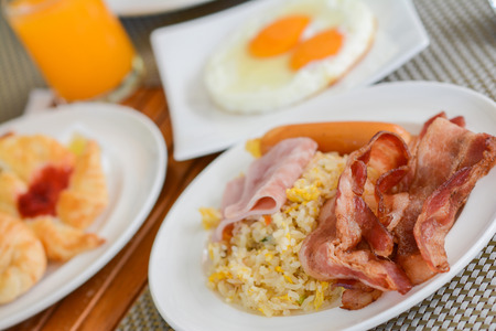american fried rice breakfast in morning, Foodの写真素材