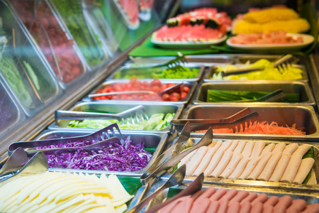 salad bar with vegetables for breakfast, healthy foodの写真素材