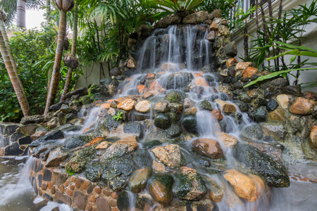 Small waterfall in the garden, homeの写真素材