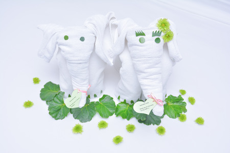 elephant towels, hotelの写真素材