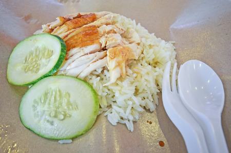 rice steamed with chicken soup, foodの写真素材