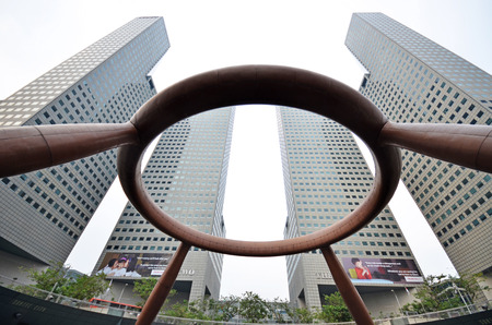 fountain of wealth at suntec city, singapore, landmarkのeditorial素材