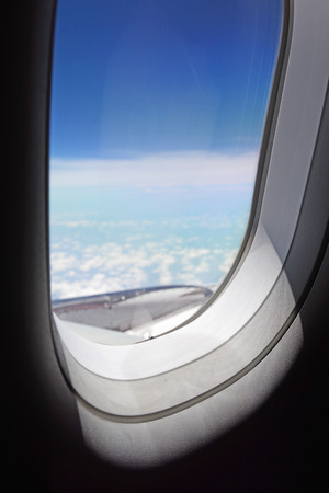 beautiful view from plane window, blueskyの写真素材
