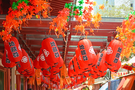 red paper lantern decoration at chinese temple in singapore, lampのeditorial素材