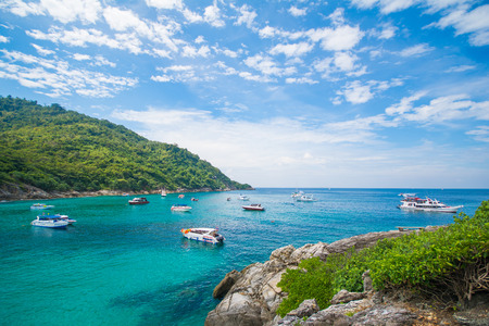 Phuket, Thailand-DEC 21 : beautiful view blue sky and clear water at Racha island, Phuket Thailand 21-12-2014のeditorial素材