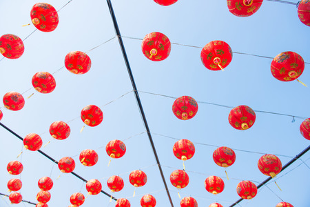 red paper lanterns decoration, asianの写真素材