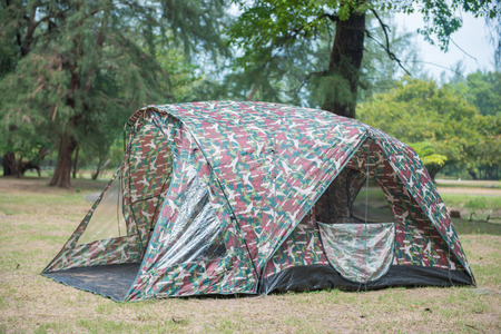 military tent in the forest, natureの写真素材