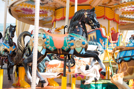 carousel in amusement park, fun parkの写真素材