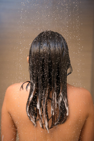 Woman washing her hair, cleanの写真素材