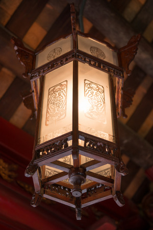 The lamps are made of wood so beautifully carved, lanternの写真素材