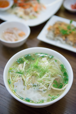 pho noodle soup is local food in Vietnam, eat