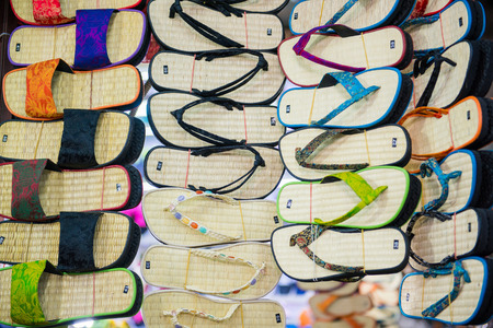 Hoi An - Vietnam Mar 16 : weave shoes shop in Hoi An ancient town on Mar 16, 2015 Vietnamのeditorial素材