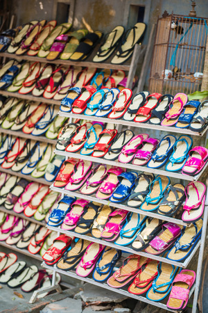 Hoi An - Vietnam Mar 16 : weave shoes shop in Hoi An ancient town on Mar 16, 2015 Vietnamのeditorial素材