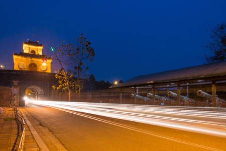 Hue - Vietnam Mar 14 :: gates of Hue Royal Palace on night on March 14, 2015 Vietnamのeditorial素材