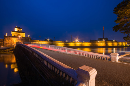 Hue - Vietnam Mar 14 :: gates of Hue Royal Palace on night on March 14, 2015 Vietnamのeditorial素材