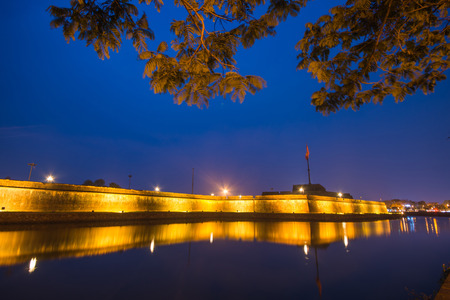 Hue - Vietnam Mar 14 :: front of Hue Royal Palace on night on March 14, 2015 Vietnamのeditorial素材