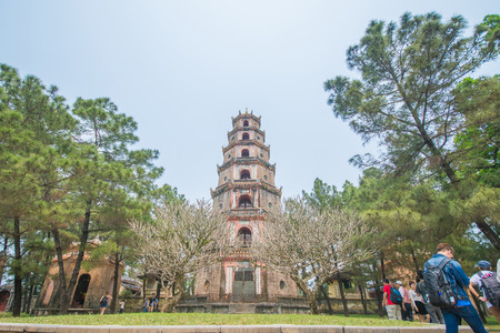 Hue, Vietnam Mar 14:: 7-story pagoda at Thien Mu Pagoda on March 14, 2015 Vietnamのeditorial素材