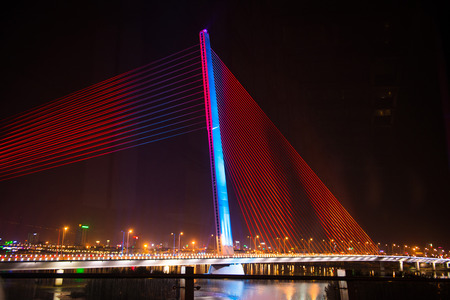 Danang, Vietnam Mar 15:: Lighting on the bridge at night on March 15, 2015 Vietnamのeditorial素材
