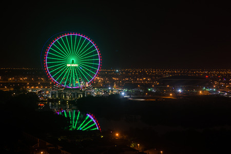 Danang, Vietnam Mar 15:: Lighting on the Sun Wheel at night on March 15, 2015 Vietnamのeditorial素材