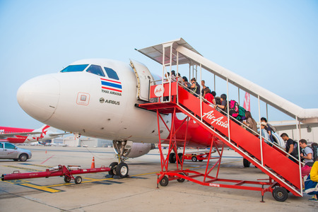 bangkok Thailand May 12 :: before take off for travel to Vietnam with Air Asia jet plane on May 12, 2015のeditorial素材