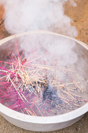 Thailand 13 Apr :: Incense sticks used for Buddhist praying in Songkran Festival , on 13 April 2015 Thailandのeditorial素材