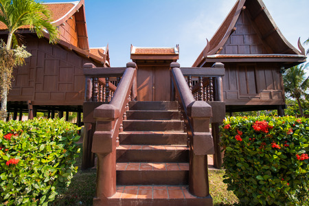 wood antique house Thai style architecture, Homeのeditorial素材