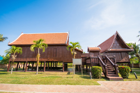 wood antique house Thai style architecture, Homeのeditorial素材