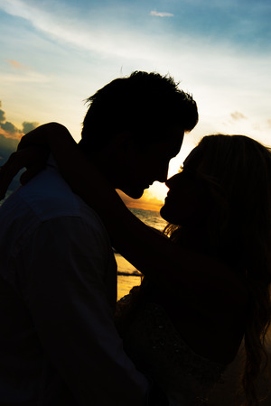 loving couples on the sunset background, romanticの写真素材