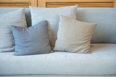 decoration pillows on a sofa, bedroomの写真素材