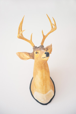 Wooden deer head on the wall, decorの写真素材
