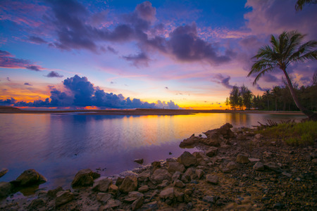 sunset over the sea with beautiful sky, cloudの写真素材