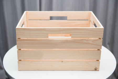 empty wooden box on white table, plankの写真素材