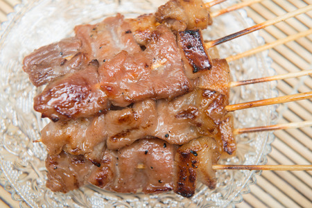 roasted pork skewers Thai style food, eatの写真素材