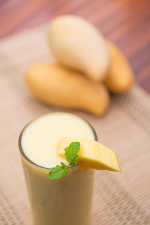 mango smoothie with mangoes, fruitの写真素材