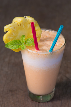 pineapple and yogurt  smoothie for health, drinkの写真素材