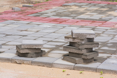 big brick blocks for flooring, constructionの写真素材