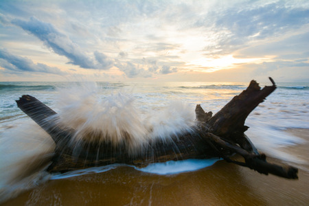 big wave into the beach, seaの写真素材