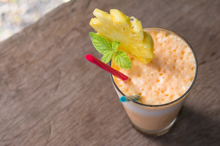 pineapple and yogurt  smoothie for health, drinkの写真素材