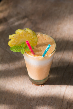 pineapple and yogurt  smoothie for health, drinkの写真素材
