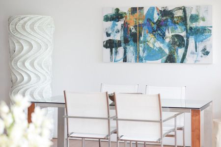 Dining table in kitchen room, homeの写真素材