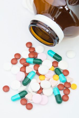 various tablets pills for different therapy, drugの写真素材