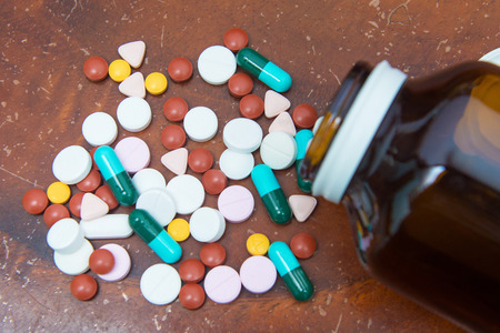 various tablets pills for different therapy, drugの写真素材