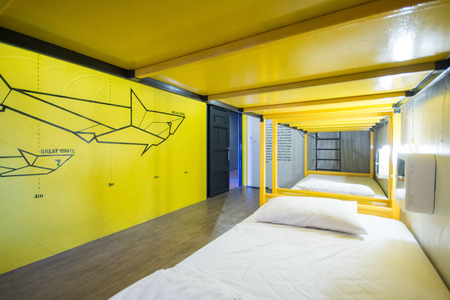 Bunk Beds in sleeping room, hostelのeditorial素材