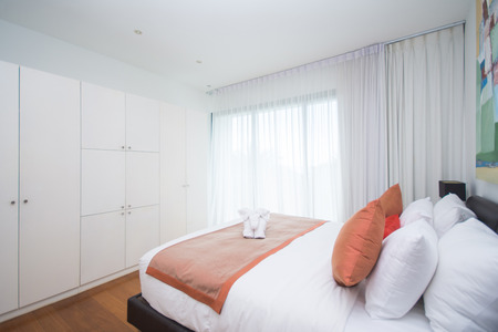 simplicity bedroom in home, interiorのeditorial素材