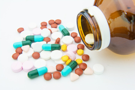 various tablets pills for different therapy, drugの写真素材