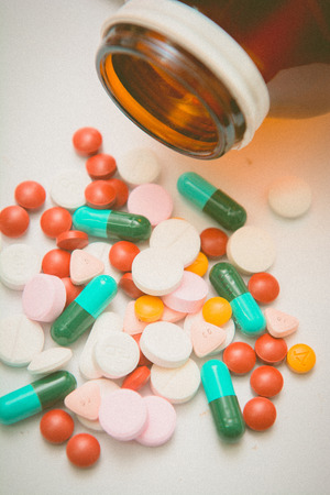 various tablets pills for different therapy, drugの写真素材