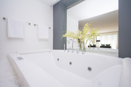 big bathtub in bathroom, private zoneのeditorial素材
